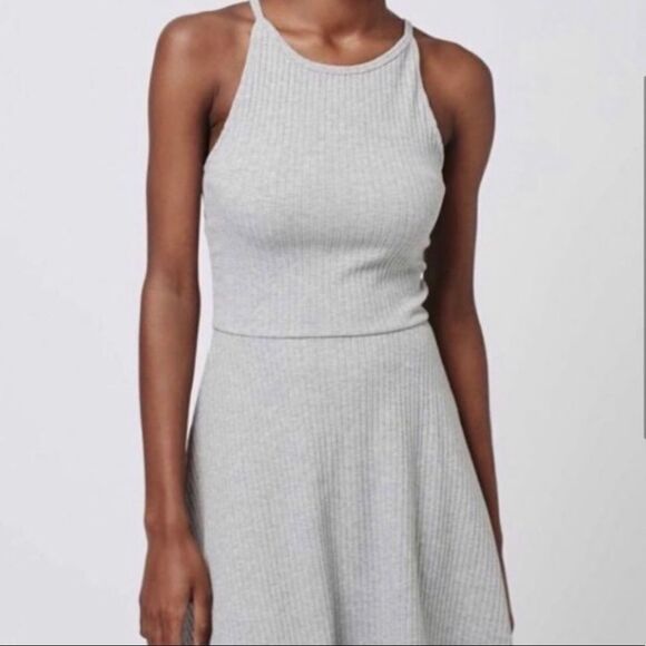 Topshop gray ribbed skater dress size 10 - Picture 2 of 10